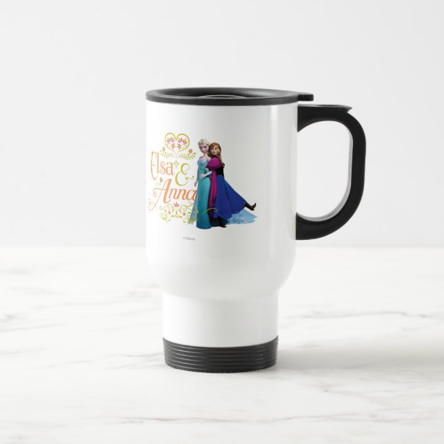 Anna and Elsa | Standing Back to Back Travel Mug (Right)