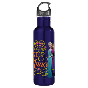 Anna and Elsa   Standing Back to Back Water Bottle