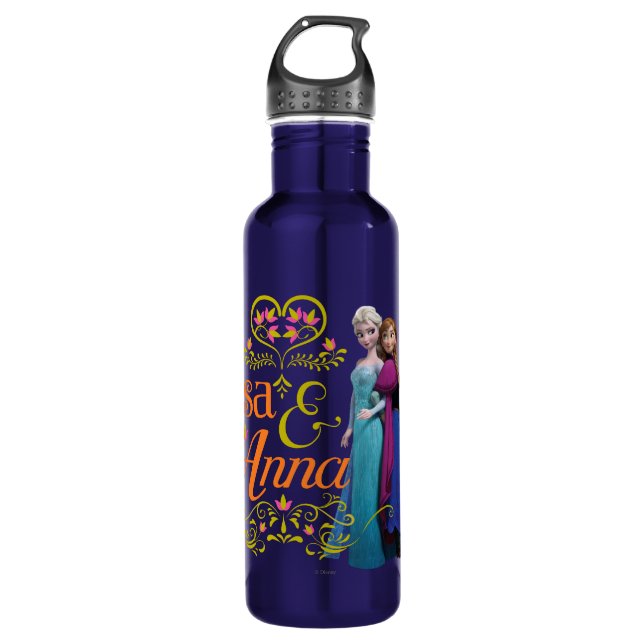 Anna and Elsa | Standing Back to Back Water Bottle (Front)