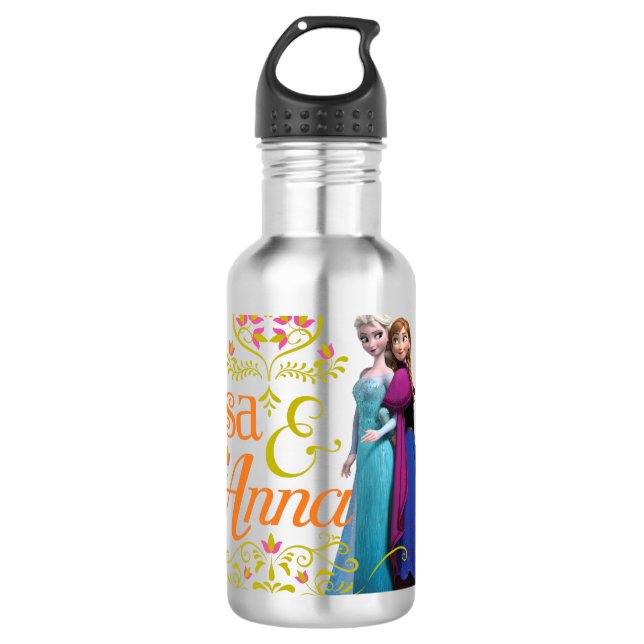 Anna and Elsa | Standing Back to Back Water Bottle (Front)
