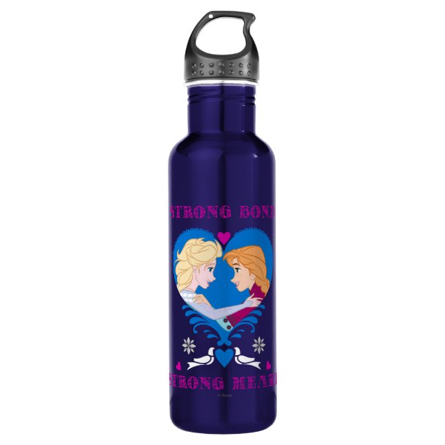 Anna and Elsa | Strong Bond, Strong Heart Water Bottle (Front)