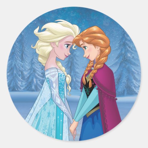 Anna and Elsa  Together Forever Classic Round Sticker