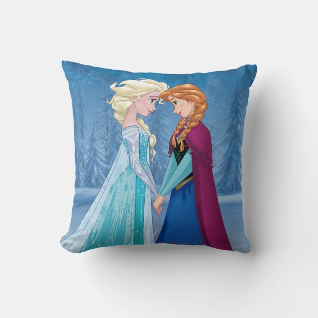 Anna and Elsa | Together Forever Throw Pillow (Front)