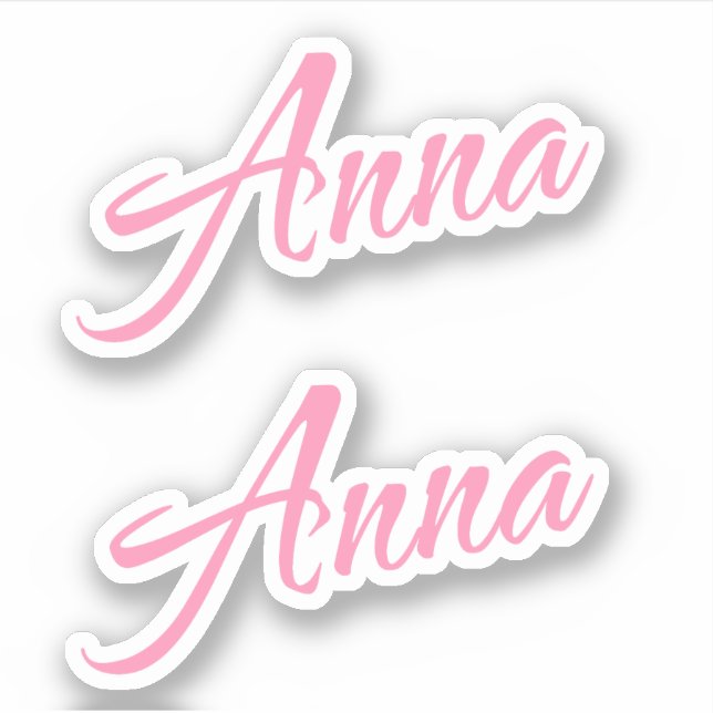 Anna Decorative Name in Pink x2 Sticker (Front)