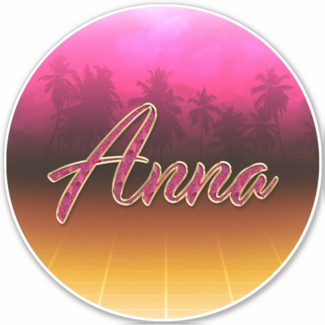 Anna First Name golden pink sticker sticker (Front)