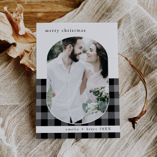 ANNA Gray Buffalo Plaid Family Photo Christmas Holiday Card
