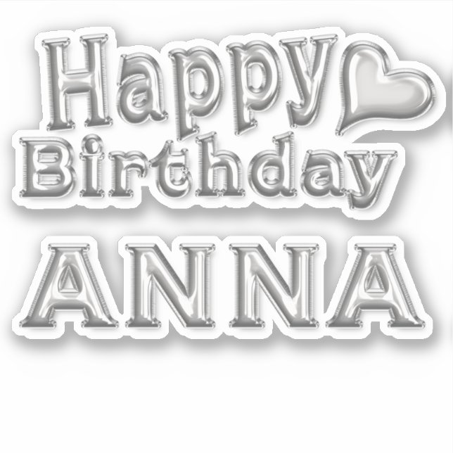 Anna Happy Birthday silver Sticker (Front)