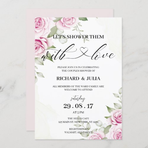 ANNA Lets Shower Invitation  Watercolor Pink