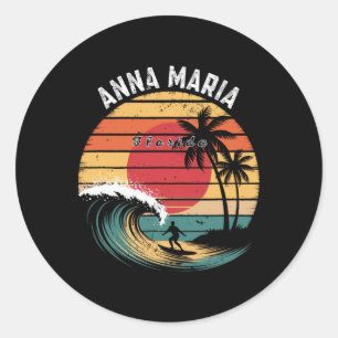 Anna Maria Beach Florida Beach Surfing Classic Round Sticker