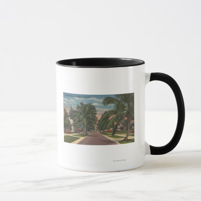 Anna Maria, Florida - View of Palms Along Street Mug (Right)