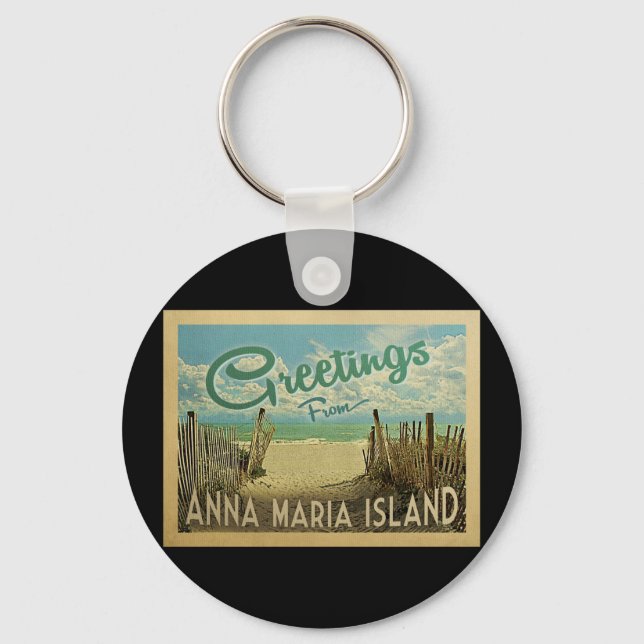 Anna Maria Island Beach Vintage Travel Keychain (Front)