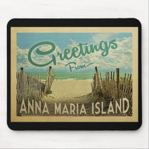 Anna Maria Island Beach Vintage Travel Mouse Pad