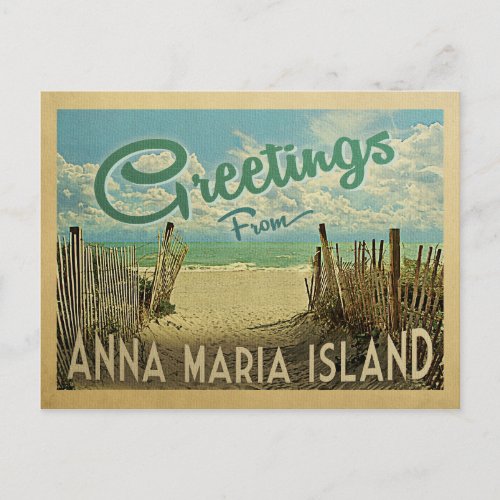 Anna Maria Island Beach Vintage Travel Postcard