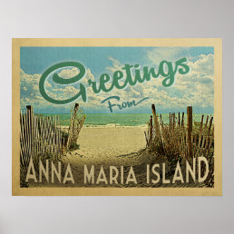 Anna Maria Island Beach Vintage Travel Poster