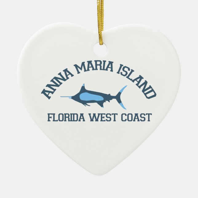 Anna Maria Island - Fishing Design. Ceramic Ornament (Front)
