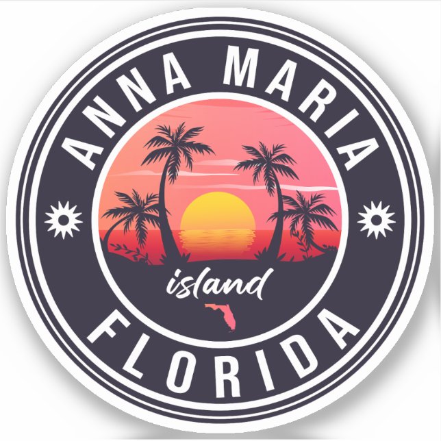 Anna Maria island Florida Beach Retro Souvenir 60s Sticker (Front)
