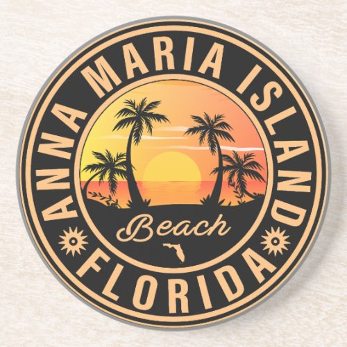 Anna Maria island Florida Beach Retro Sunset 60s Coaster