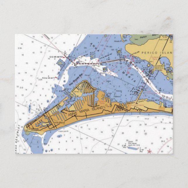 Anna Maria Island Florida Nautical chart Postcard (Front)