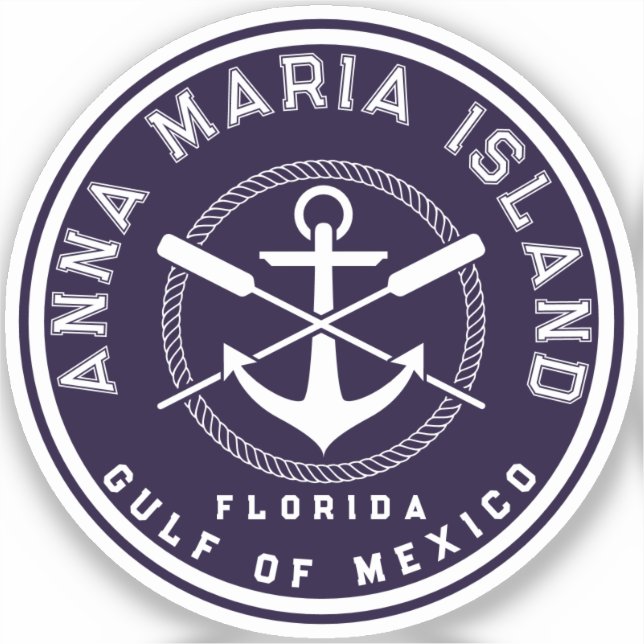 Anna Maria island Florida Navy Oars Anchor Sticker (Front)