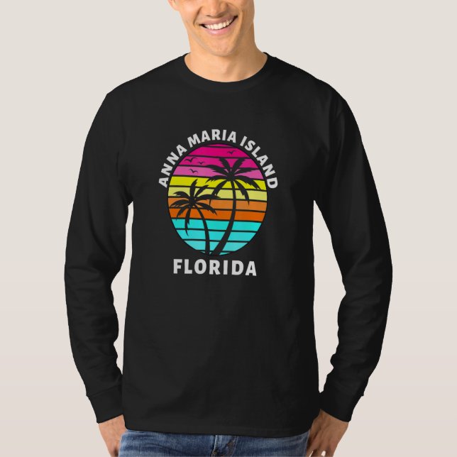 Anna Maria Island Florida Sunset Palm Trees Family T-Shirt (Front)