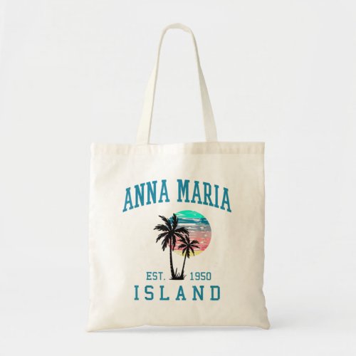 Anna Maria Island Florida Vintage Beach Palm Trees Tote Bag