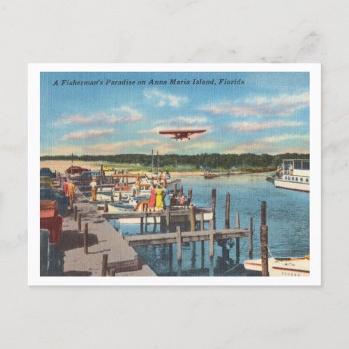 Anna Maria Island Florida vintage docks Postcard