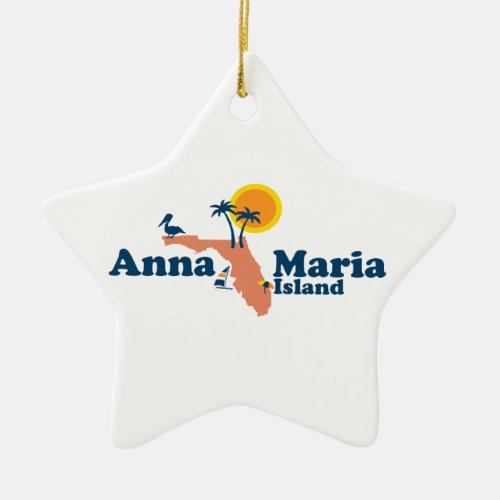 Anna Maria Island _ Map Design Ceramic Ornament