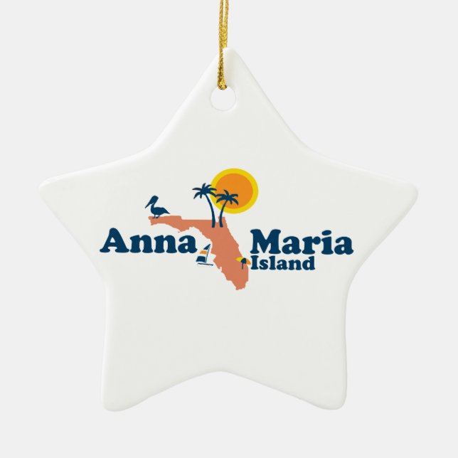 Anna Maria Island - Map Design. Ceramic Ornament (Front)