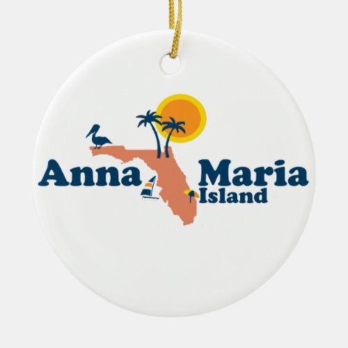 Anna Maria Island _ Map Design Ceramic Ornament