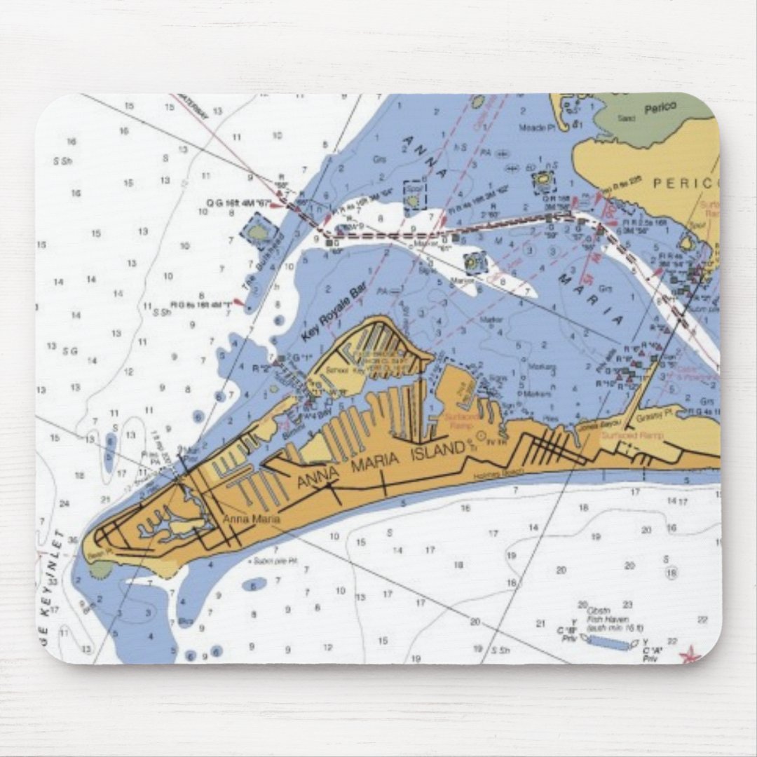 Anna Maria Island Nautical Chart Mouse pad Zazzle