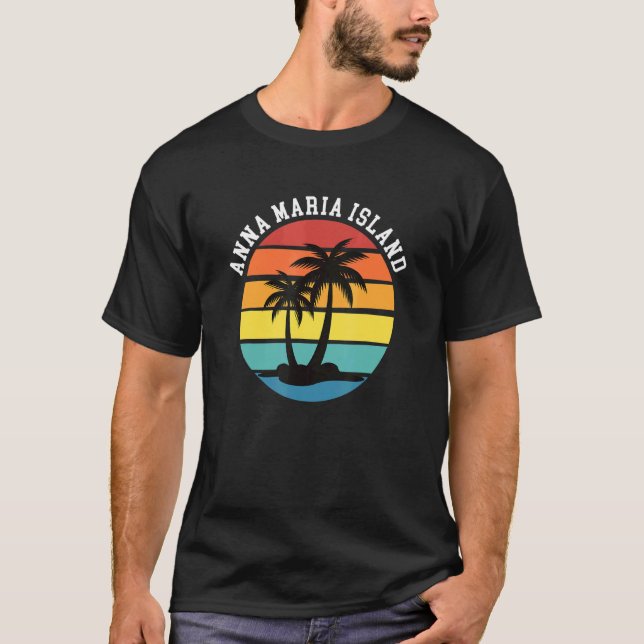Anna Maria Island Palm Trees Silhouette Sunset Flo T-Shirt (Front)