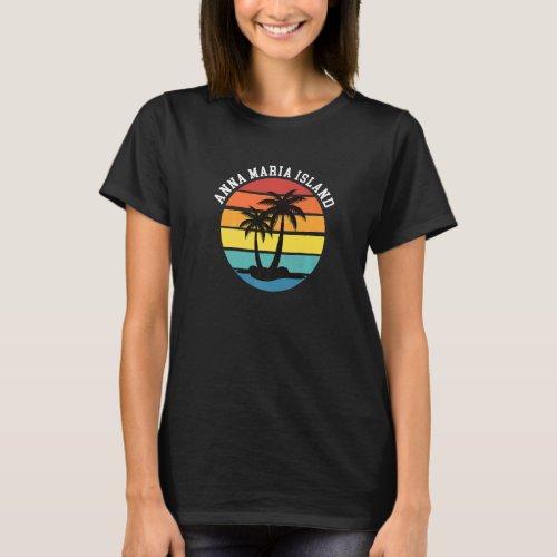 Anna Maria Island Palm Trees Silhouette Sunset Flo T_Shirt