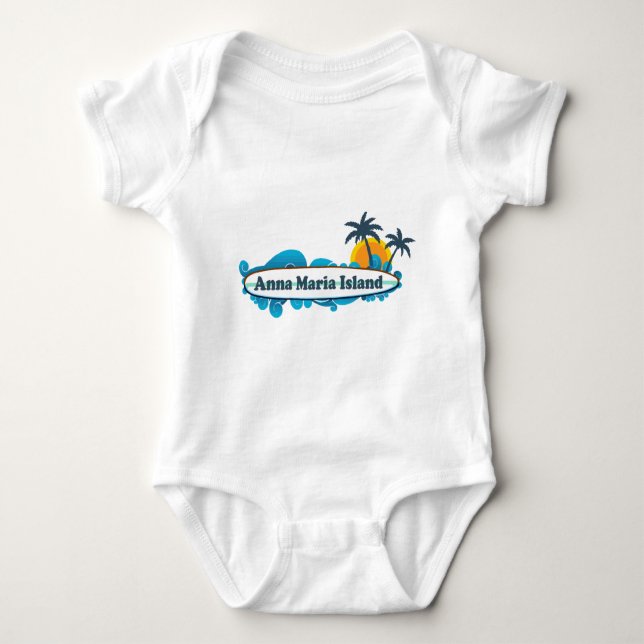 Anna Maria Island - Surf Design. Baby Bodysuit (Front)