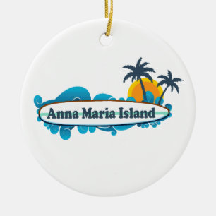 Anna Maria Island - Surf Design. Ceramic Ornament