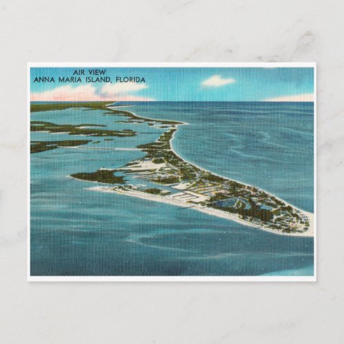 Anna Maria Island Vintage Aerial View Postcard