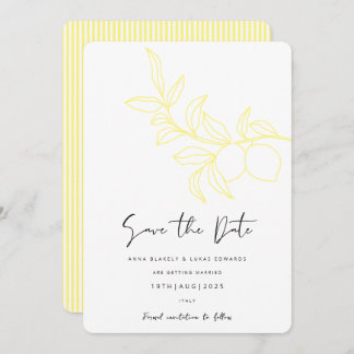 ANNA Modern Italian Lemon Stripes Save the Date Invitation