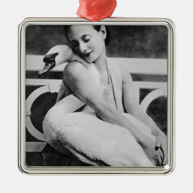 Anna Pavlova with her pet swan Jack, c.1905 Metal Ornament (Front)