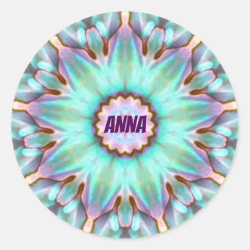 ANNA  Personalized Paua Shell Sticker Fractal 