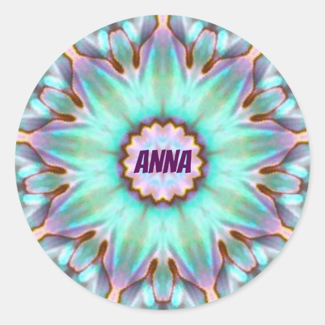 ANNA ~ Personalized Paua Shell Sticker Fractal ~ (Front)