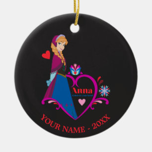 Anna   Pink Heart Add Your Name Ceramic Ornament
