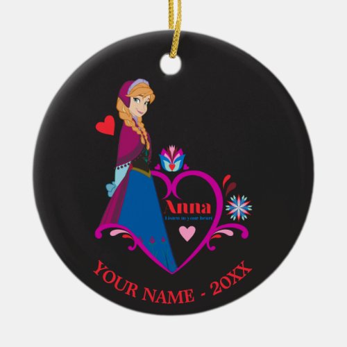 Anna  Pink Heart Add Your Name Ceramic Ornament