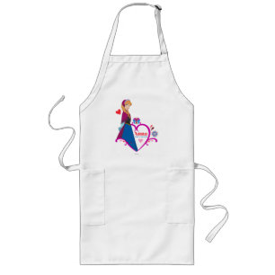 Anna Pink Heart Long Apron