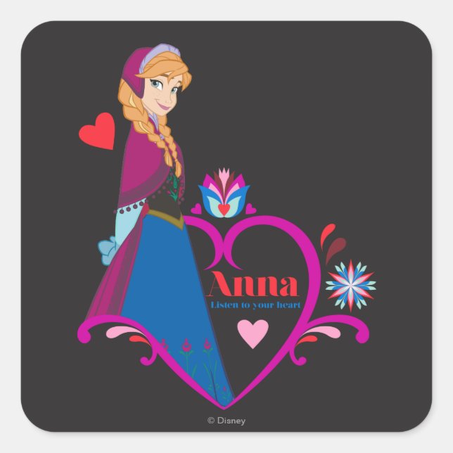 Anna | Pink Heart Square Sticker (Front)