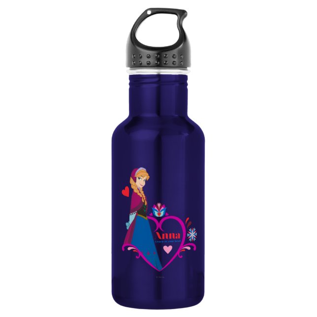 Anna | Pink Heart Stainless Steel Water Bottle (Front)