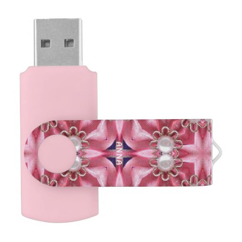 ANNA  Pink Pearl Fractal PatternPersonalized  Flash Drive
