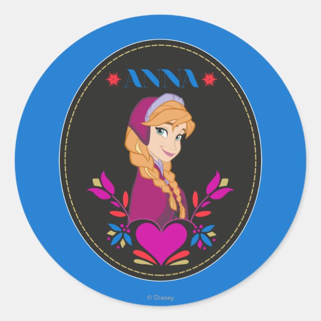 Anna | Portrait in Black Circle Classic Round Sticker (Front)