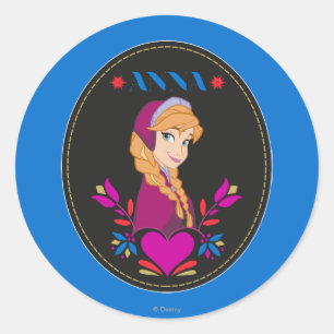 Anna   Portrait in Black Circle Classic Round Sticker