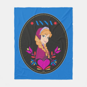 Anna Portrait in Black Circle Fleece Blanket