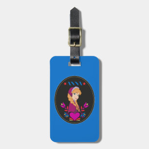 Anna Portrait in Black Circle Luggage Tag