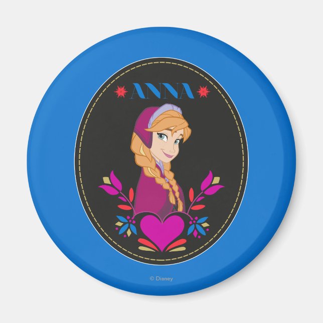 Anna | Portrait in Black Circle Magnet (Front)